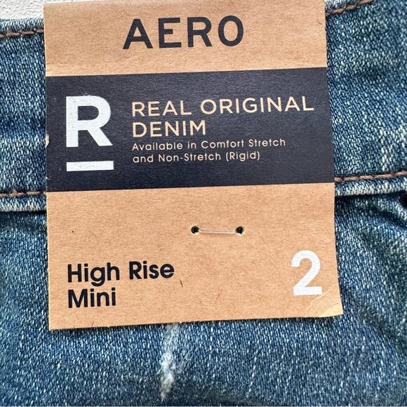 Aeropostale Jean Skirt AERO High Rise Distressed Denim Raw Hem Mini Size 2 NEW - Picture 7 of 11